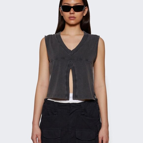 Alexander Wang V-Neck Tank Top in Faded Black - Picture 11 of 13